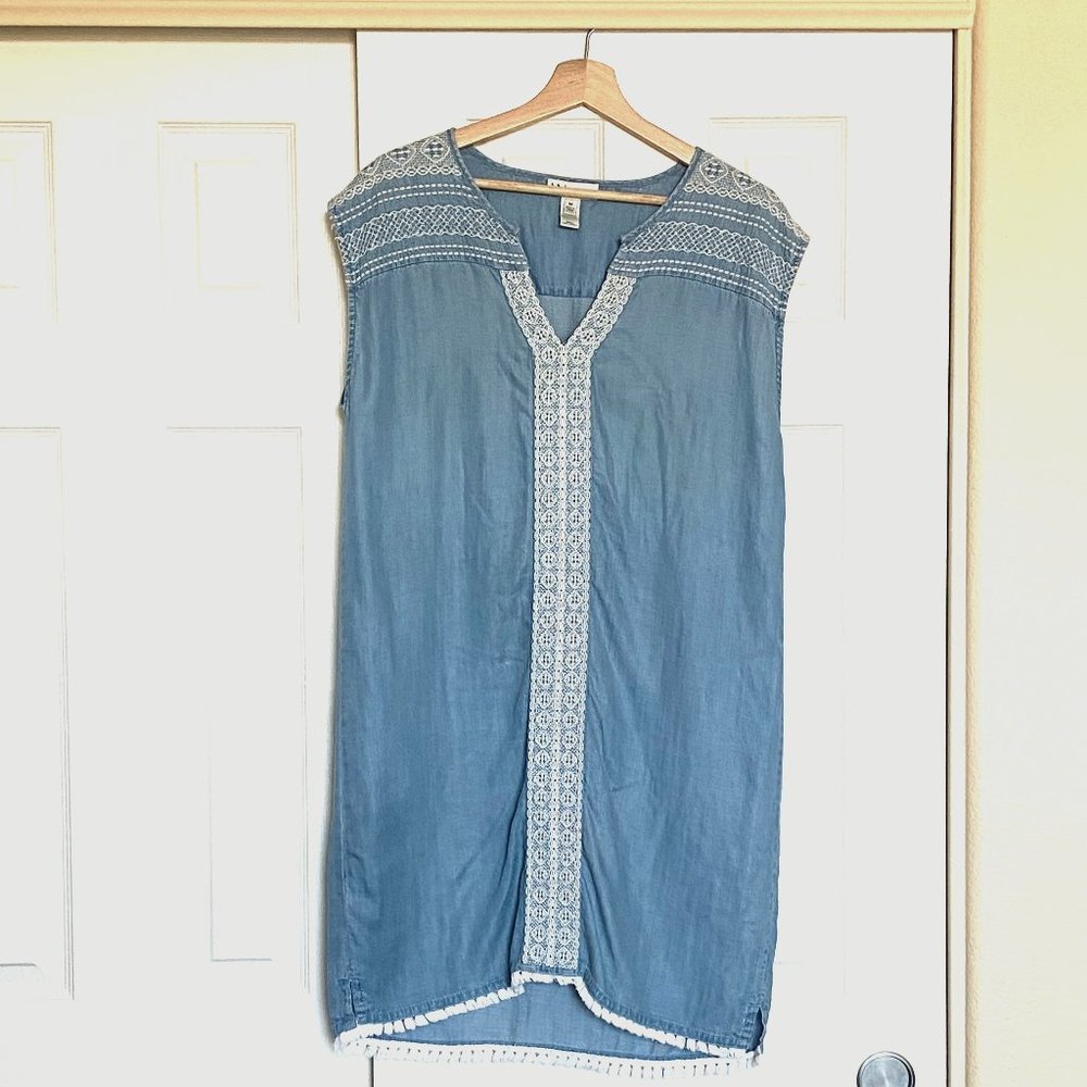 Neiman Marcus Blue Denim Chambray Dress Soft